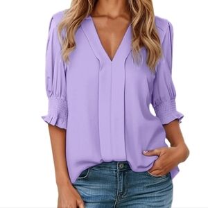 Lavender V-Neck Women's Top